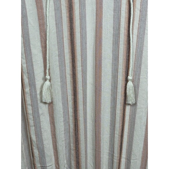 Paige Cristina Minidress In Ecru Smocked Tiered Fits Like a Size L Pink Stripes - Picture 5 of 8